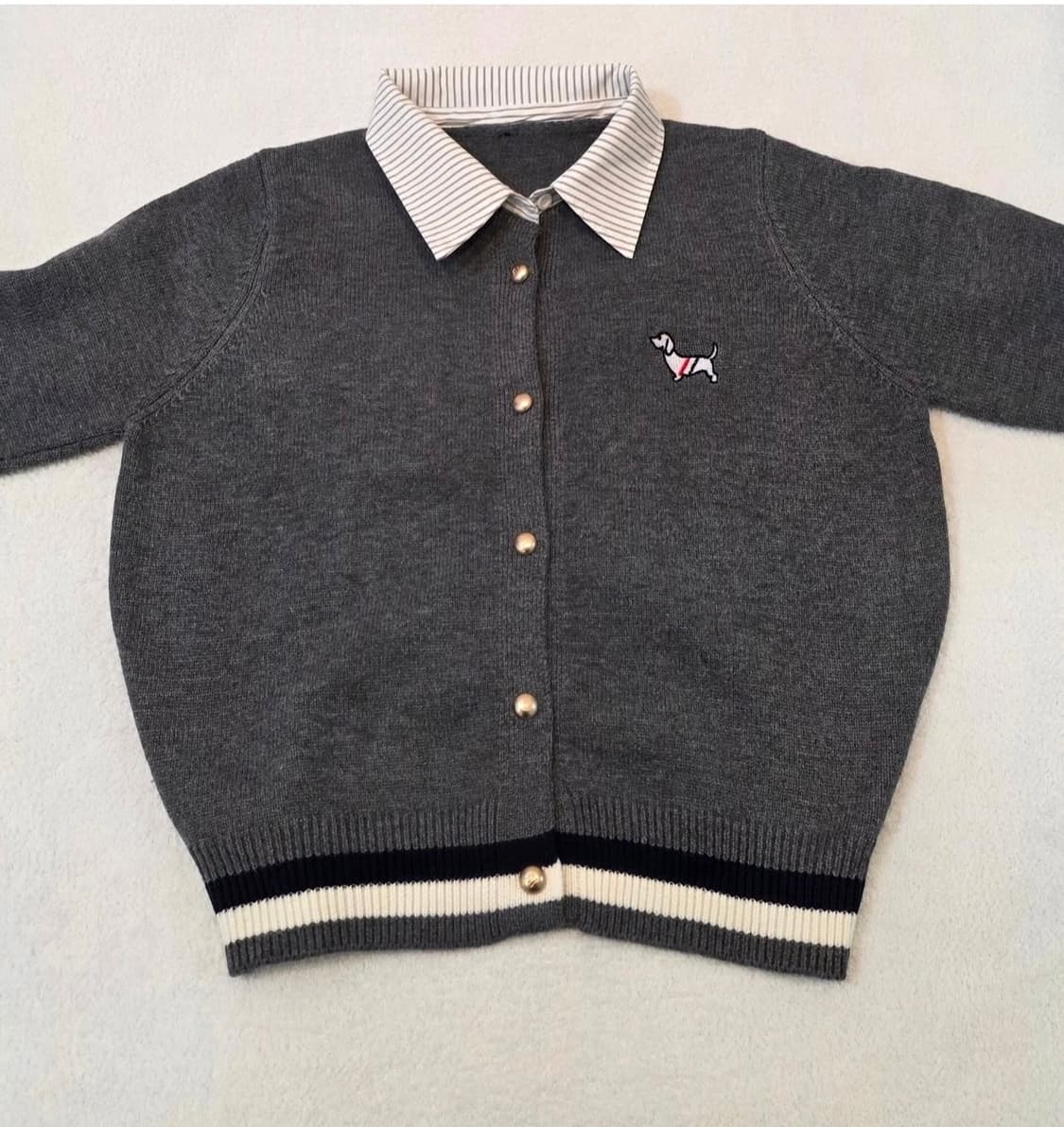 (여성) 닥스훈트 자수 넥카라 가디건 상품이미지4