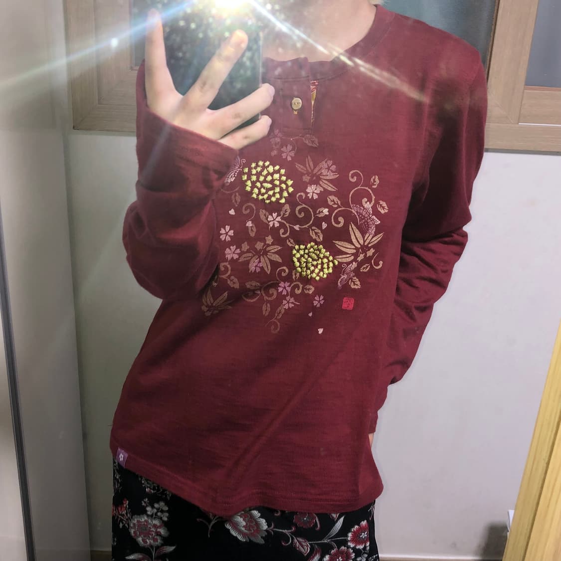 빈티지 구제 오리엔탈 자수 긴팔 티셔츠 롱슬리브 y2k 상품이미지3