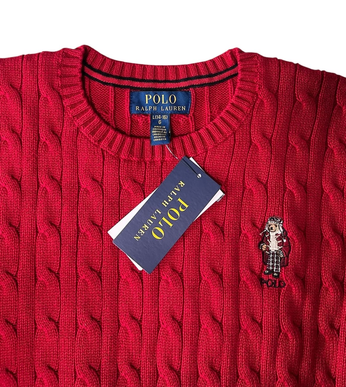 (새상품)폴로 랄프로렌 베어 케이블 니트 레드 상품이미지1