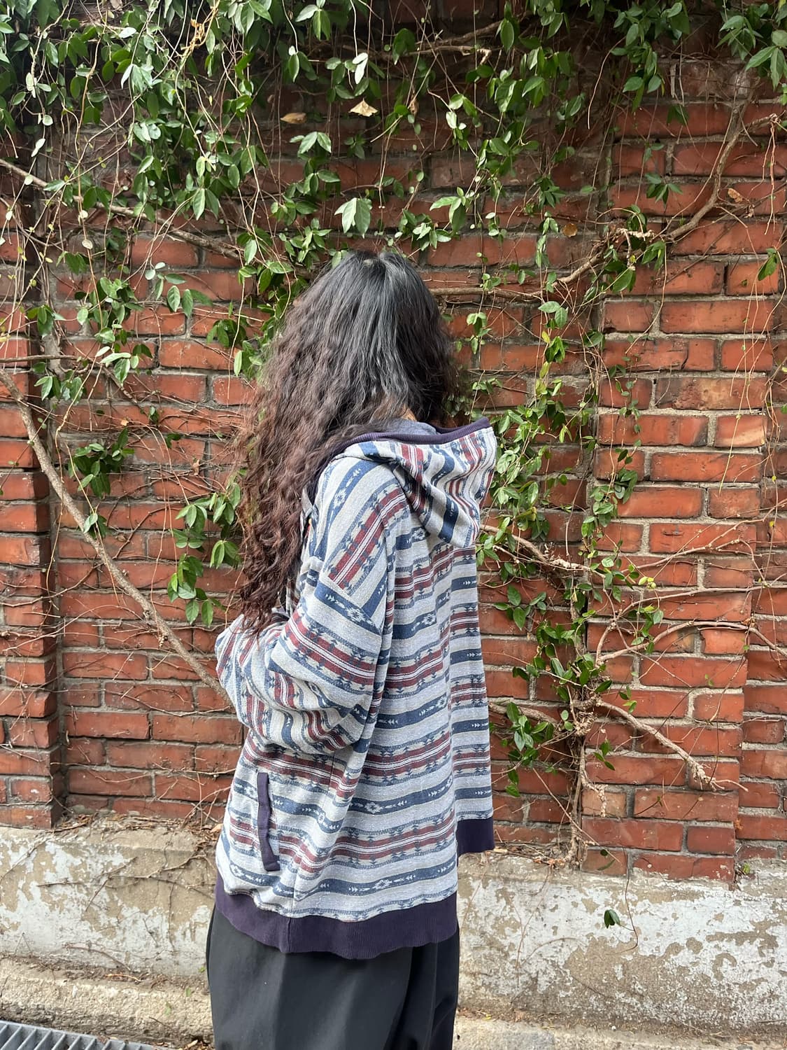 블루 히피 패턴 더플 후드 집업 상품이미지7