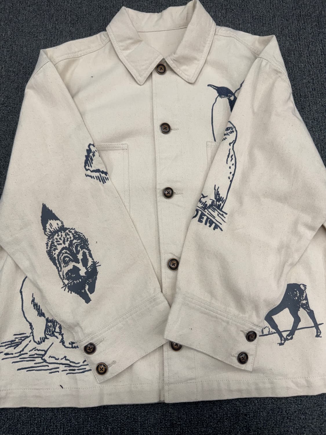 OS)MEDE19F 빈티지 동물 자수 페인팅 베이지 워크자켓 상품이미지4