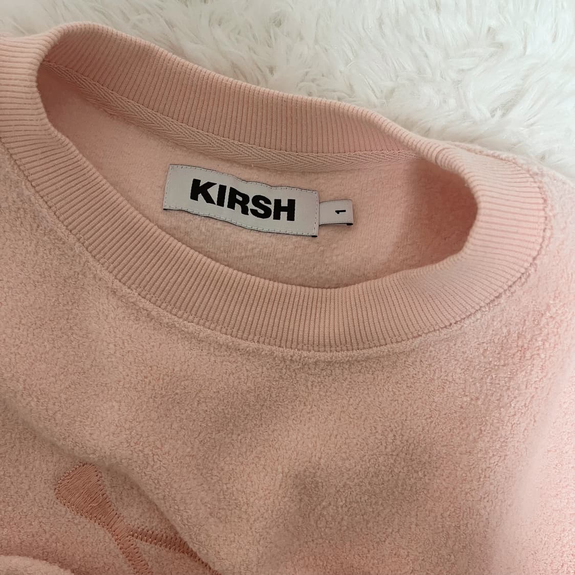 키르시 빅 체리 테리 기모 크롭 스웻셔츠 [살몬] 상품이미지4