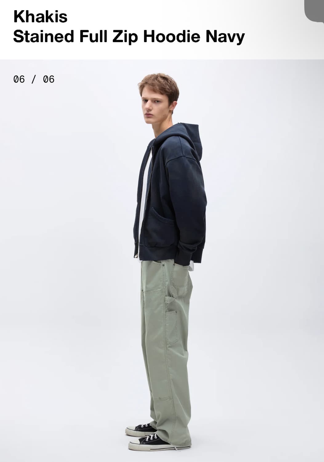카키스 stain full zip hoodie navy L 상품이미지3