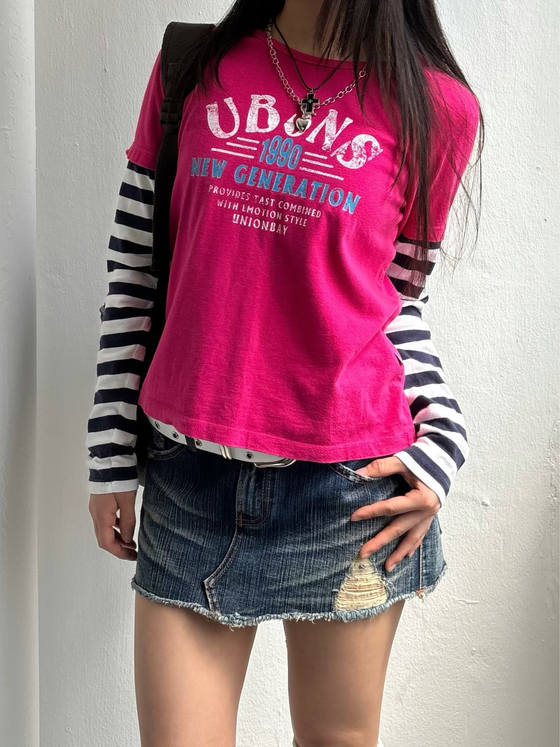 Vintage Pink Graphic Layered Long Sleeve 상품이미지4