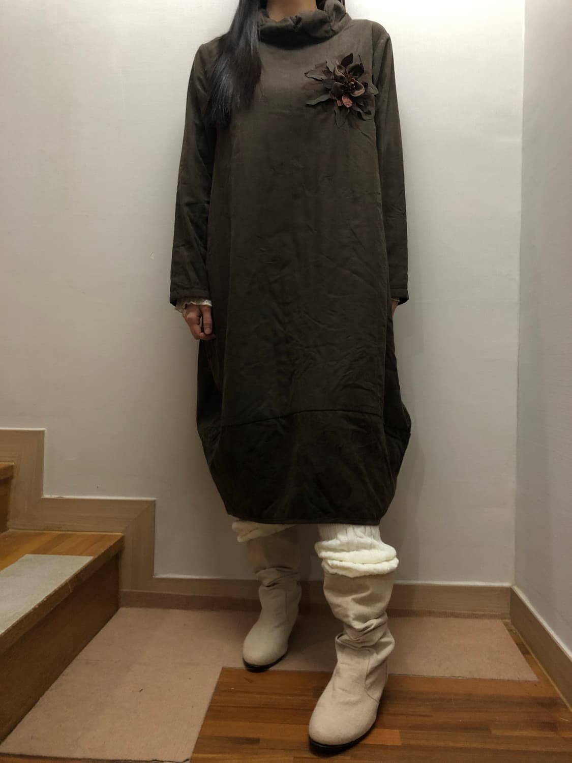 빈티지 브라운 벌룬핏 원피스 상품이미지6