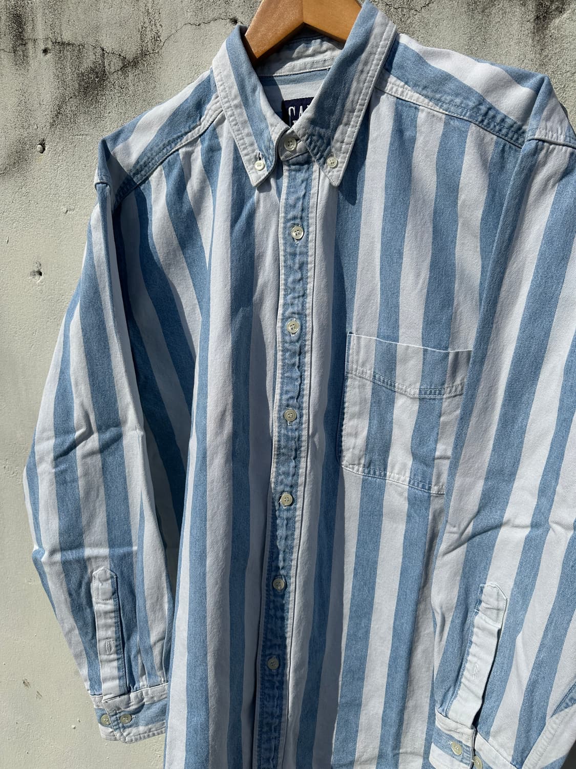 [XL] 00s GAP 올드 갭 스트라이프 트윌코튼 셔츠 상품이미지6