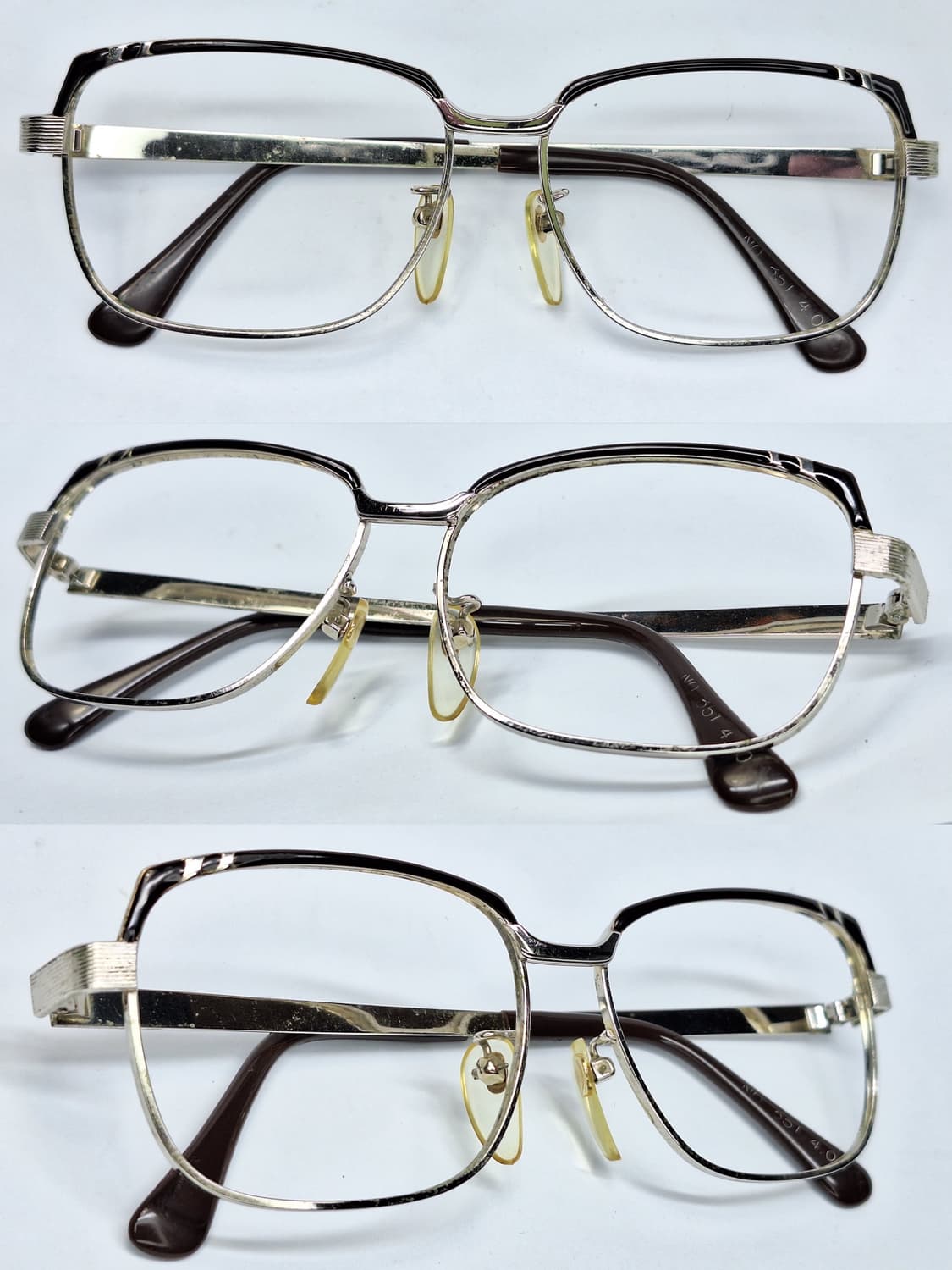 90s 일본 빈티지 no.351 메탈 엠보싱 브로우 디자인 안경테 52m 상품이미지8