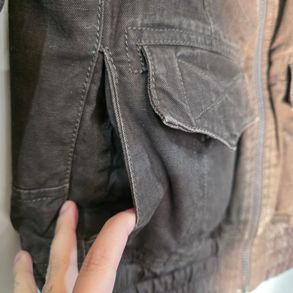 착샷)00s Y2K 타미힐피거 빈티지 캔버스 워크자켓 퍼 쉐르파 털 M 상품이미지8