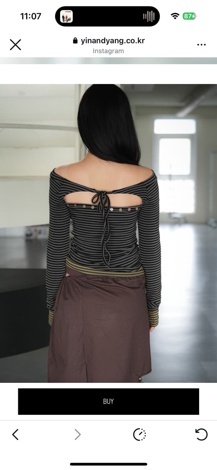 인앤양인하모니 버튼 레이어 탑 스트라이프 상품이미지2