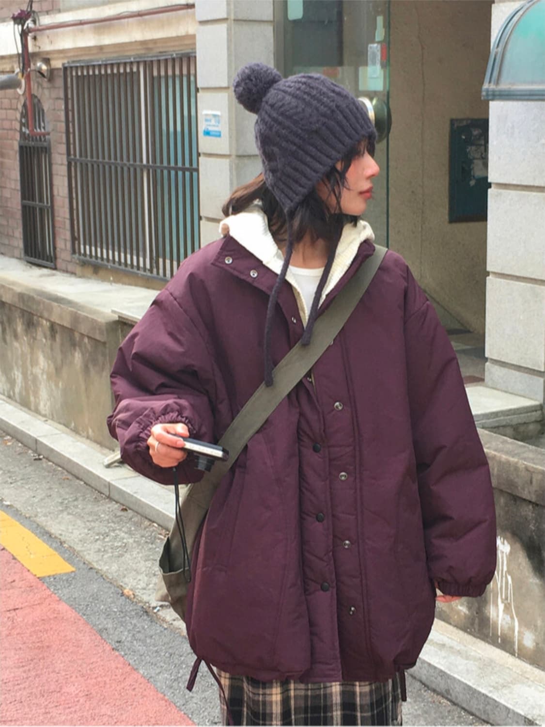 데일리쥬 큐랄 오버핏 스트링 누빔 패딩 점퍼 상품이미지1