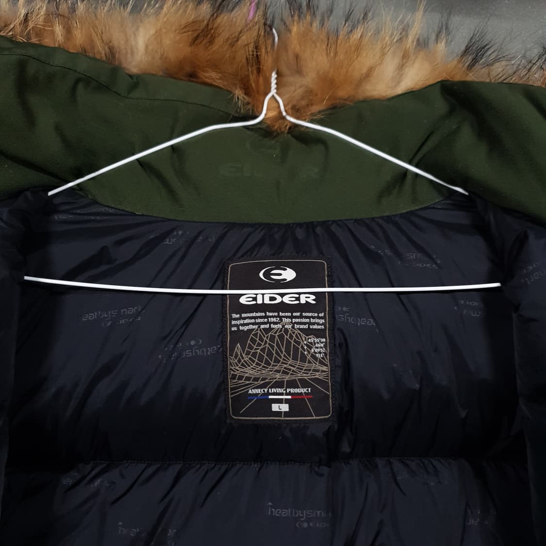 L (100) 아이더 노바 다운 자켓 후드퍼 헤비 덕다운 패딩 점퍼 카키 상품이미지7