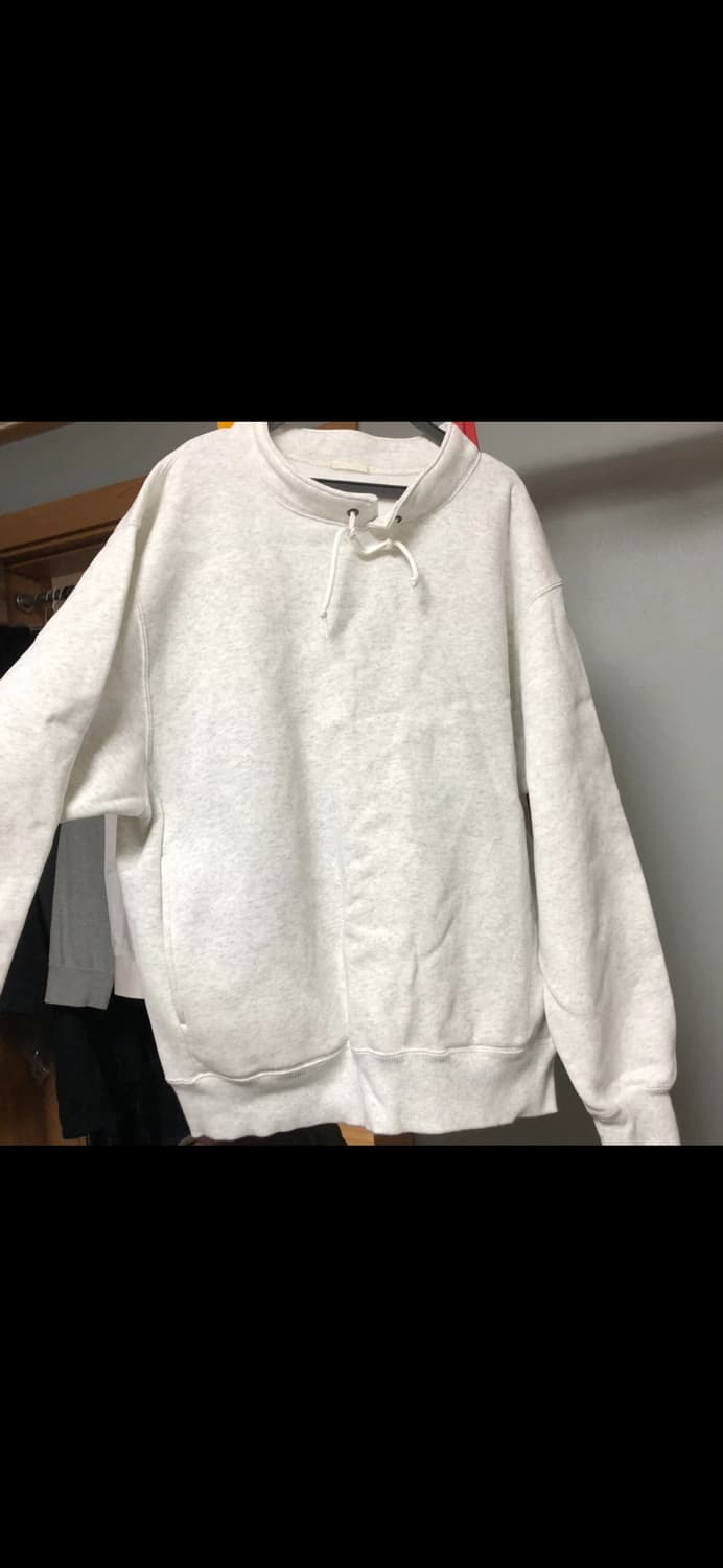 GU 반하이넥 기모 포켓 맨투맨 화이트멜란지 상품이미지1