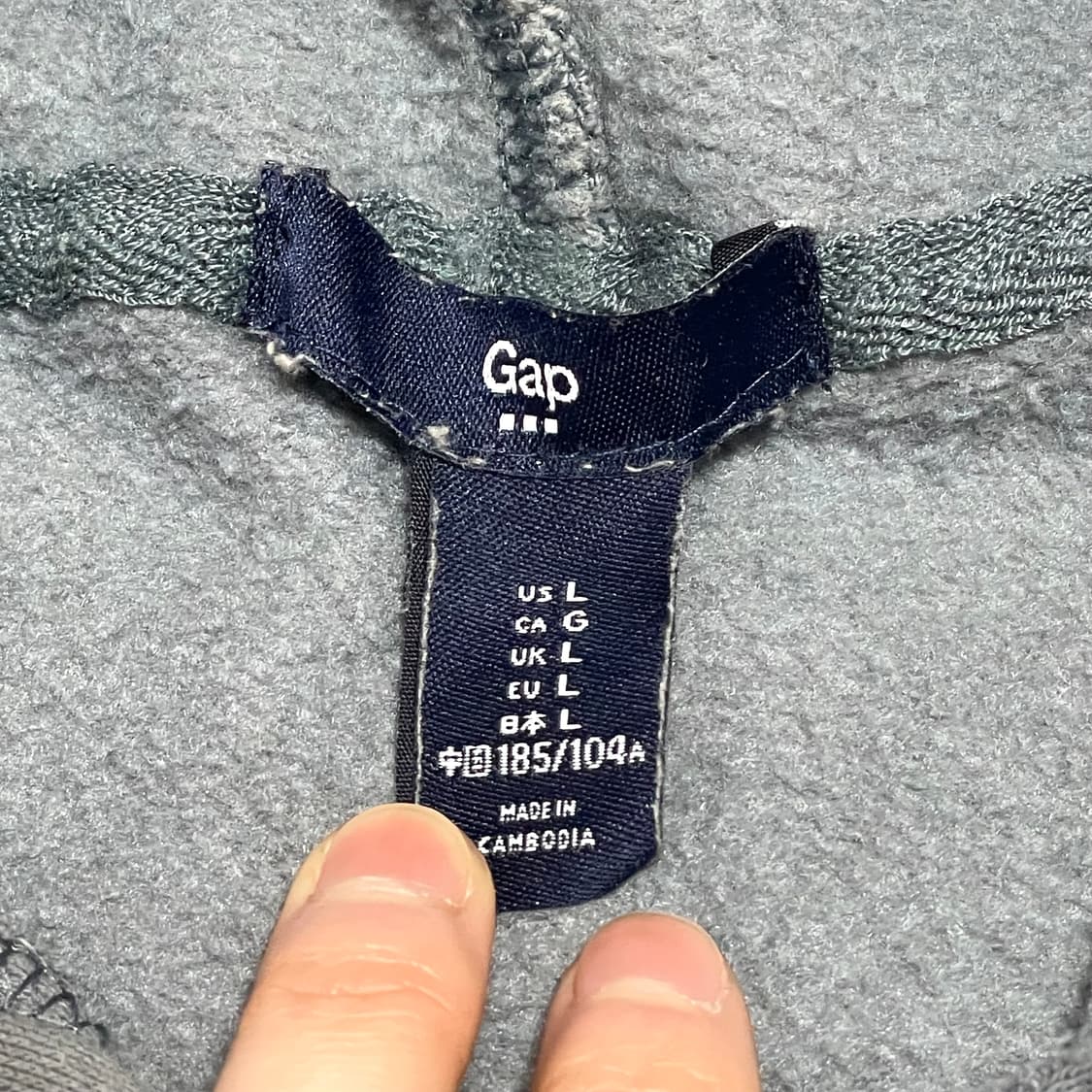 갭 스펠로고 그레이 기모 후드티셔츠 남성L 상품이미지3