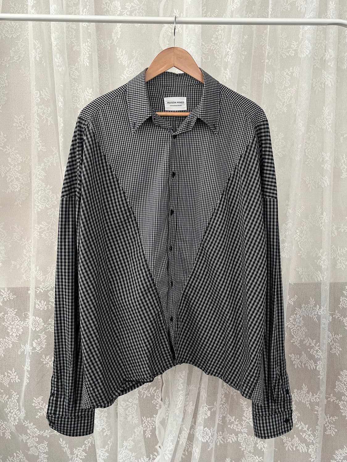 L) 메종미네드 오버핏 체크 셔츠 블랙 상품이미지1