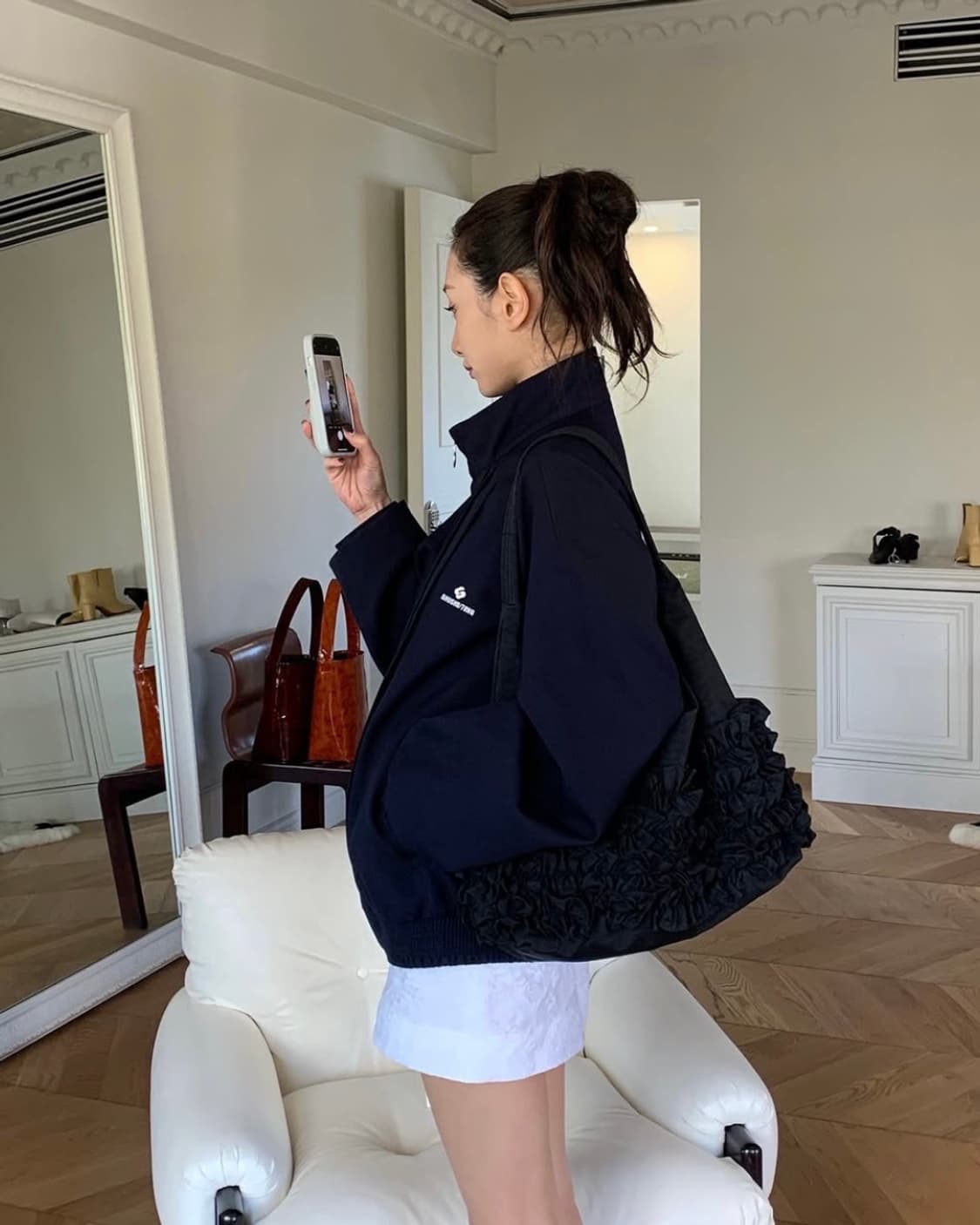 [6,8,10]슈슈통 25fw 턱 디테일 스포츠 자켓/네이비 상품이미지3