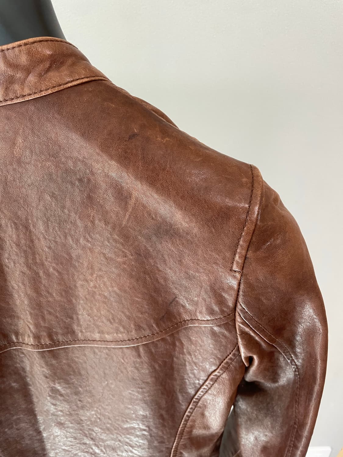 램스킨 차이나카라 라이더 자켓 (Brown) 상품이미지6