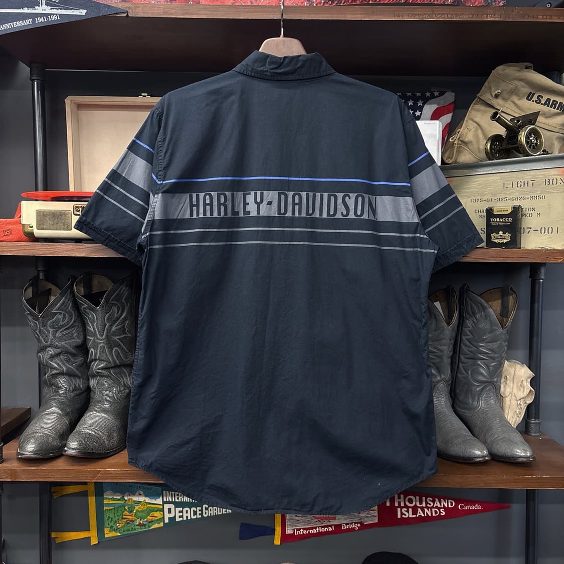 할리데이비슨 실루엣 쉴드로고 라이닝 패턴 워크셔츠 N1068 상품이미지2