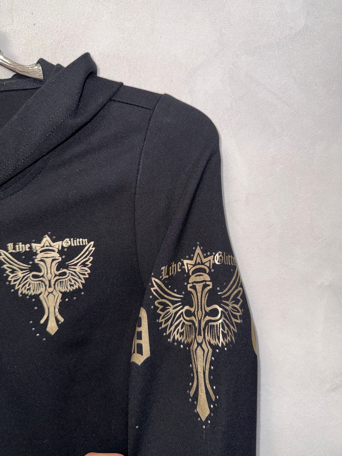 Black gold punk printing hood zipup 상품이미지7