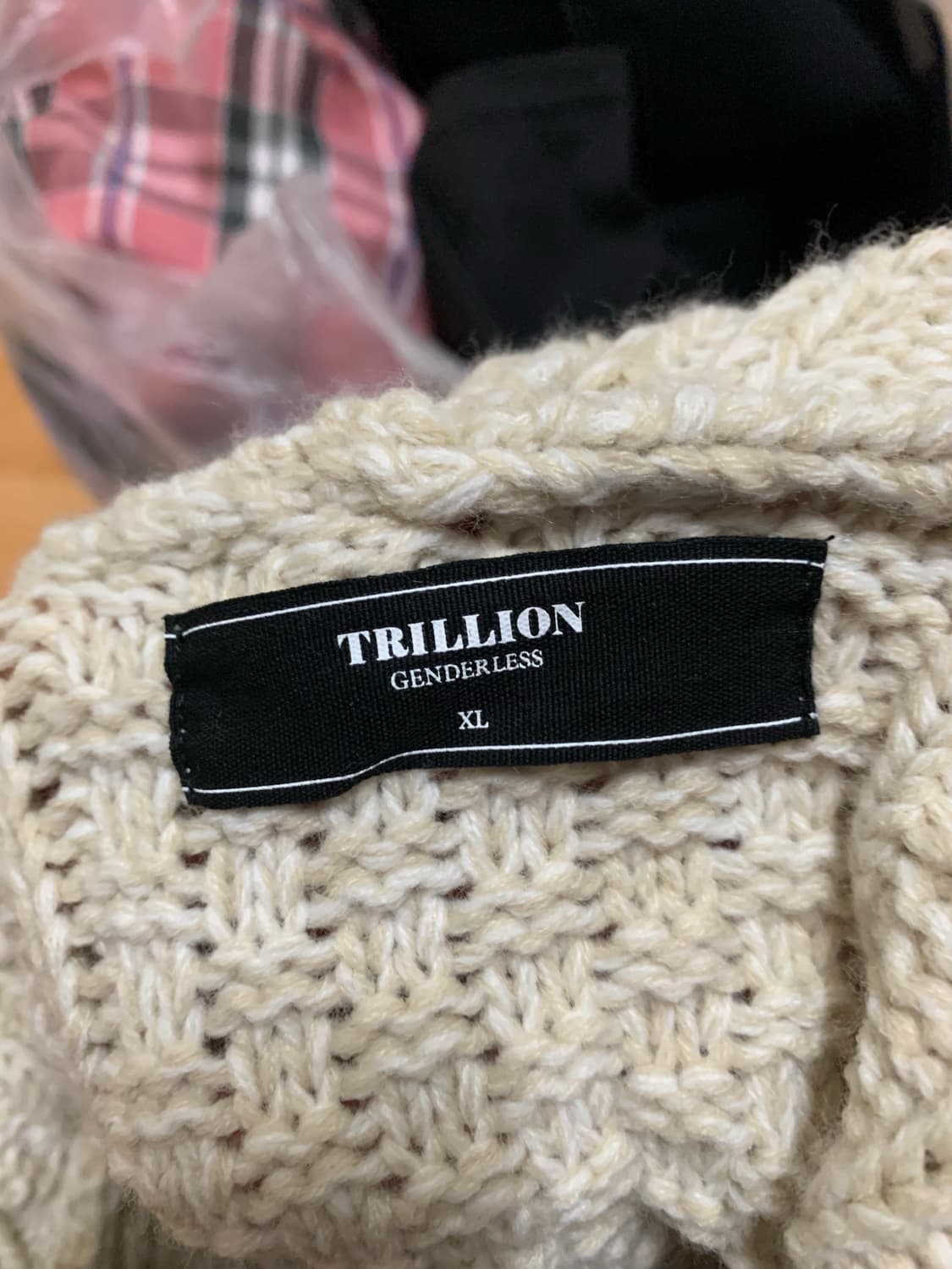 트릴리온 케이블 투웨이 후드 집업 니트 XL 크림 상품이미지4