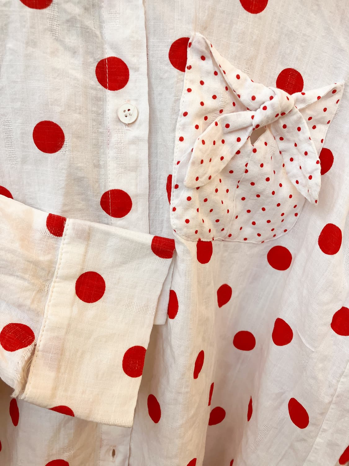 jpn 레드 도트 리본 블라우스 상품이미지4