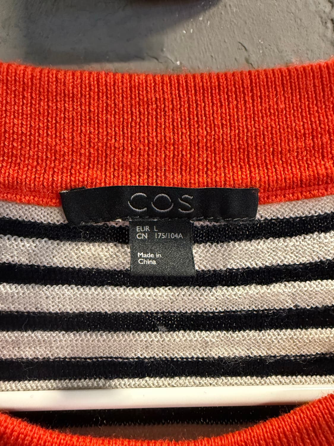 코스 COS 스트라이프 메리노 울 니트 네이비 아이보리 L 상품이미지5