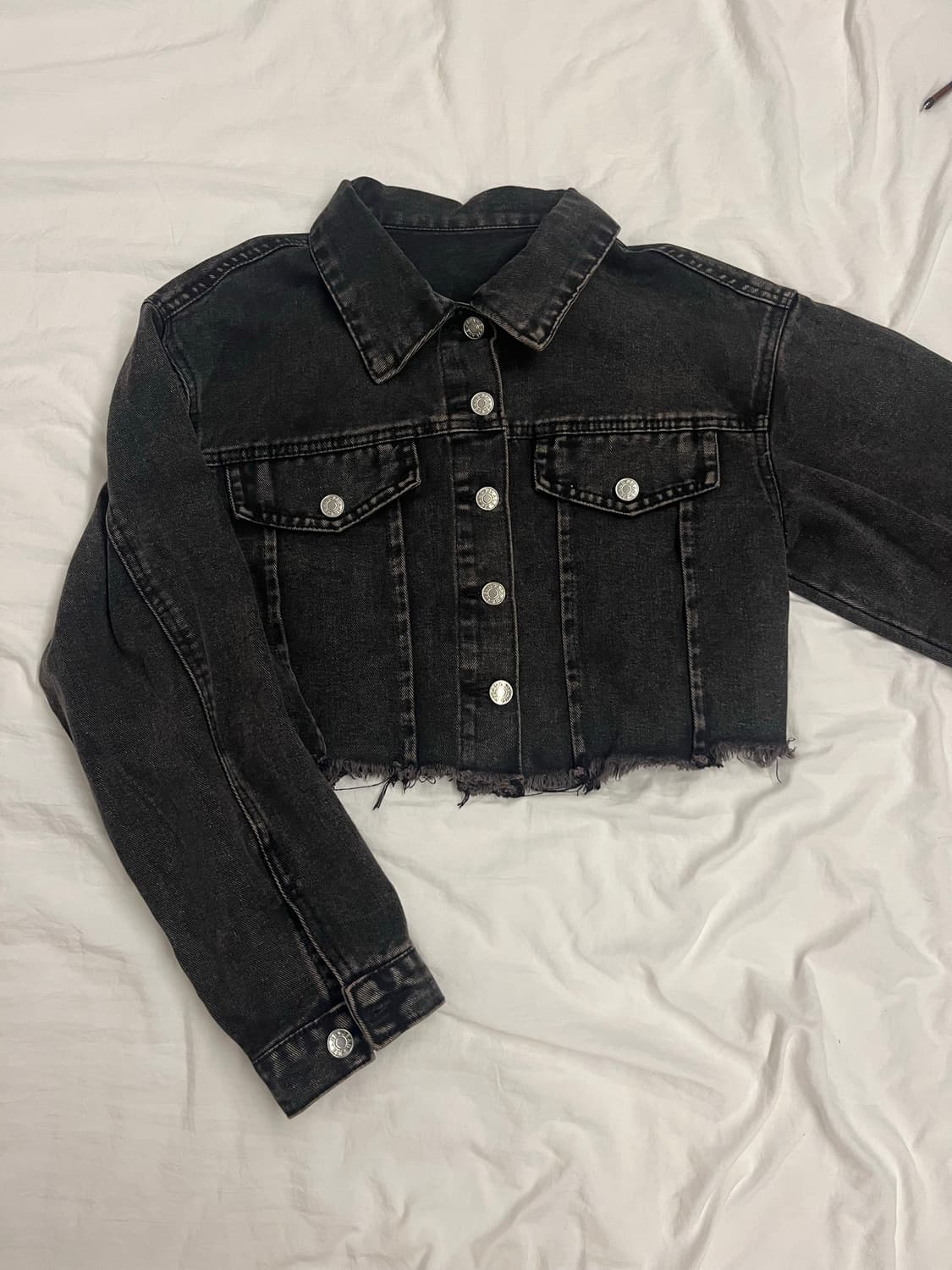 SHEIN 블랙 데님 크롭 자켓 M 상품이미지1