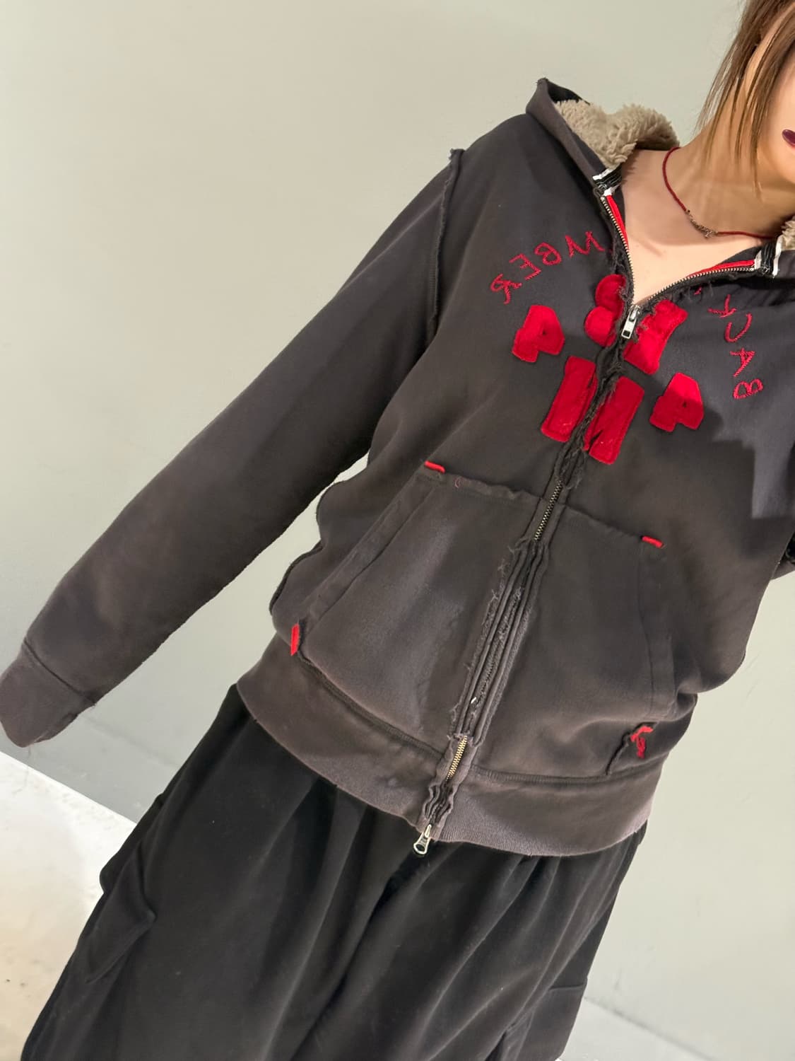 back number lettering 2-way hood zip-up 상품이미지4