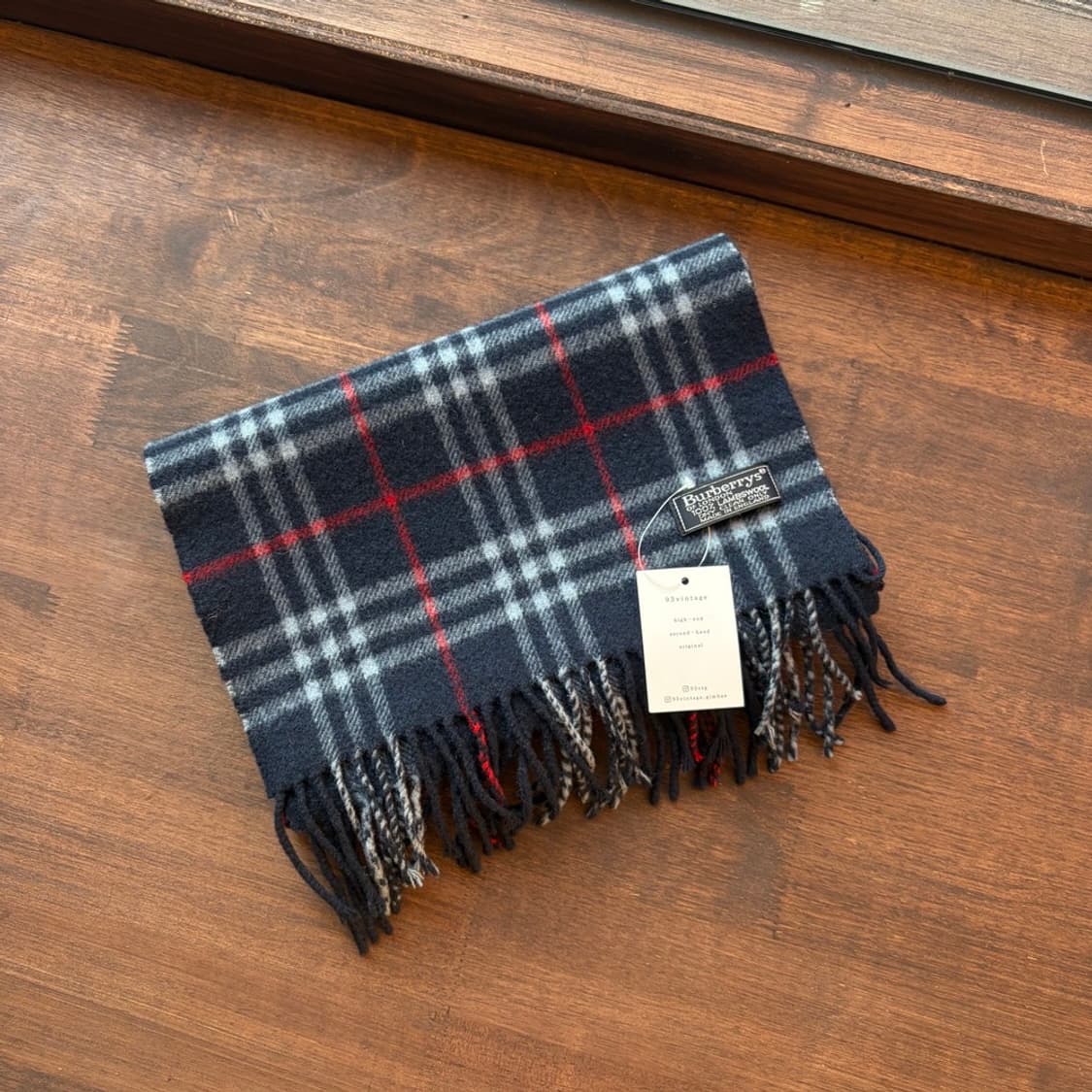 15373 - 버버리 네이비 노바 체크 울 머플러 (램스 울 100%) 상품이미지2