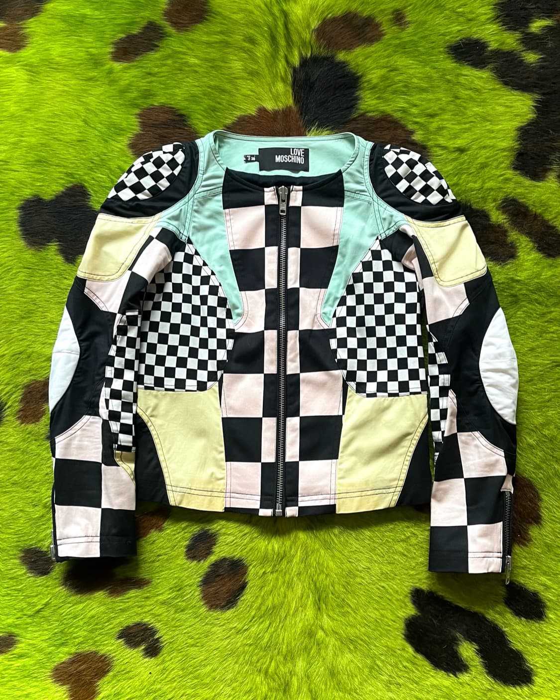 Love MOSCHINO Checker Board Biker Jacket 상품이미지4