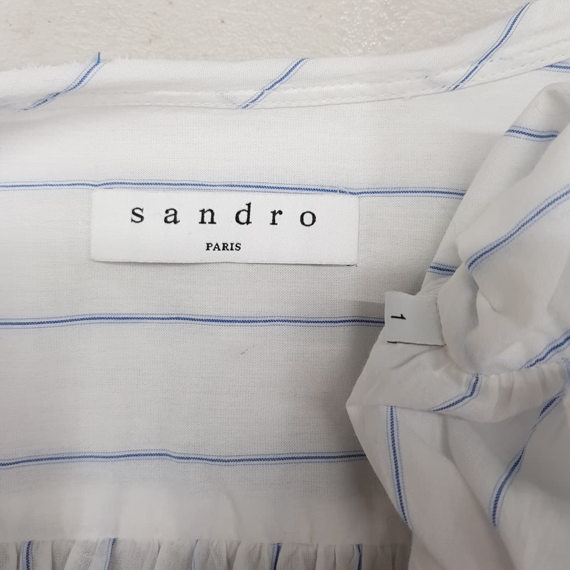 산드로 Sandro 스트라이프 셔링 디테일 롱 셔츠 1사이즈 상품이미지5