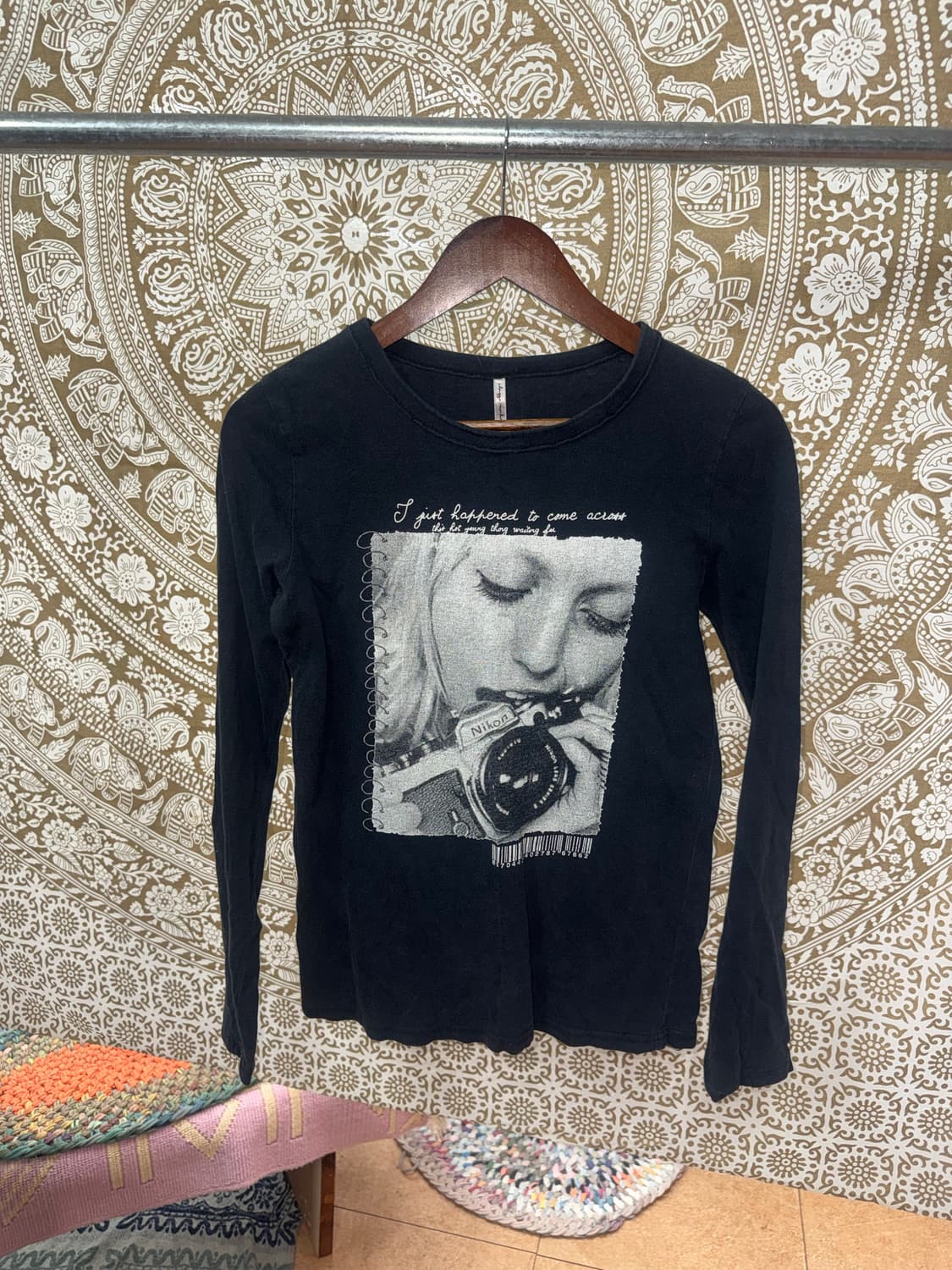 빈티지 여성 프린팅 블랙 롱슬리브  상품이미지2