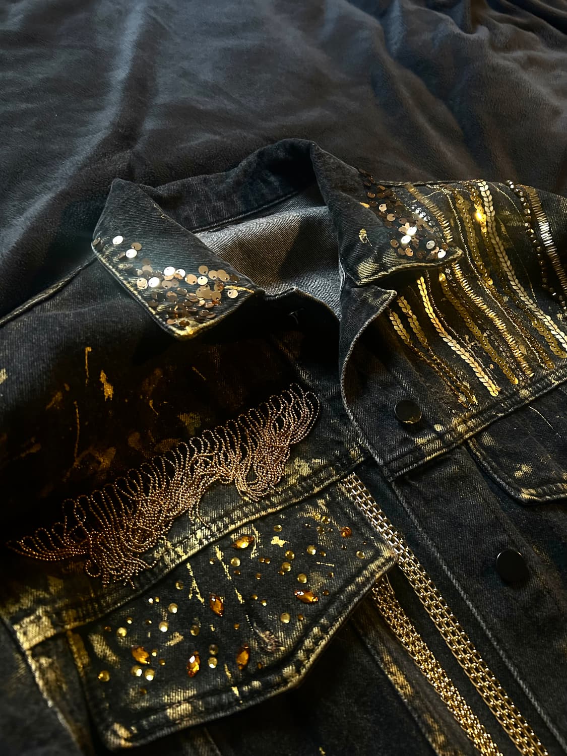 Beaded Eyelet Detail Trucker Denim 상품이미지7