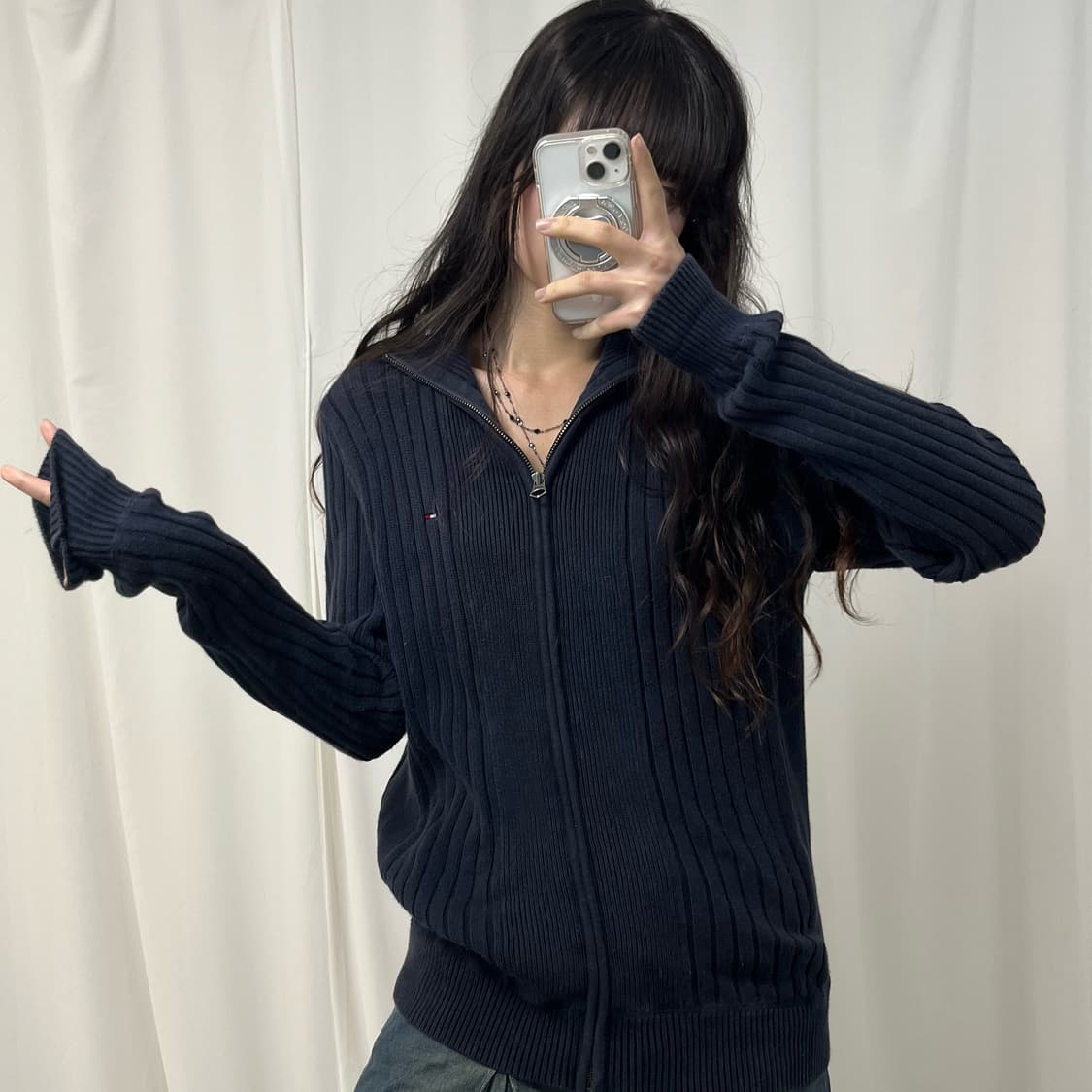 Tommy Hilfiger navy knit zip-up  상품이미지1