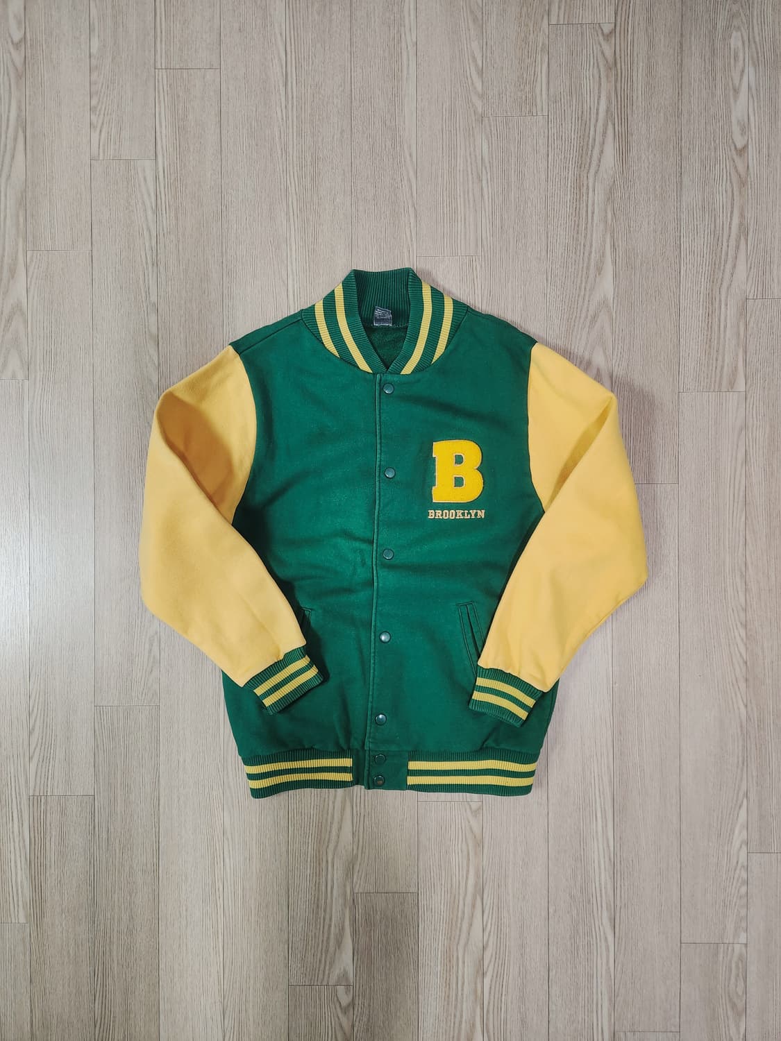 BROOKLYN INDUSTRIES 옐로우 그린 바시티 재킷 상품이미지2