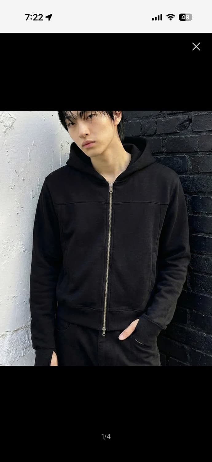 핑거홀 크롭 후드집업 블랙 상품이미지1