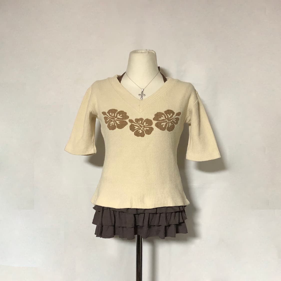 히비스커스 티셔츠 베이지 상품이미지4