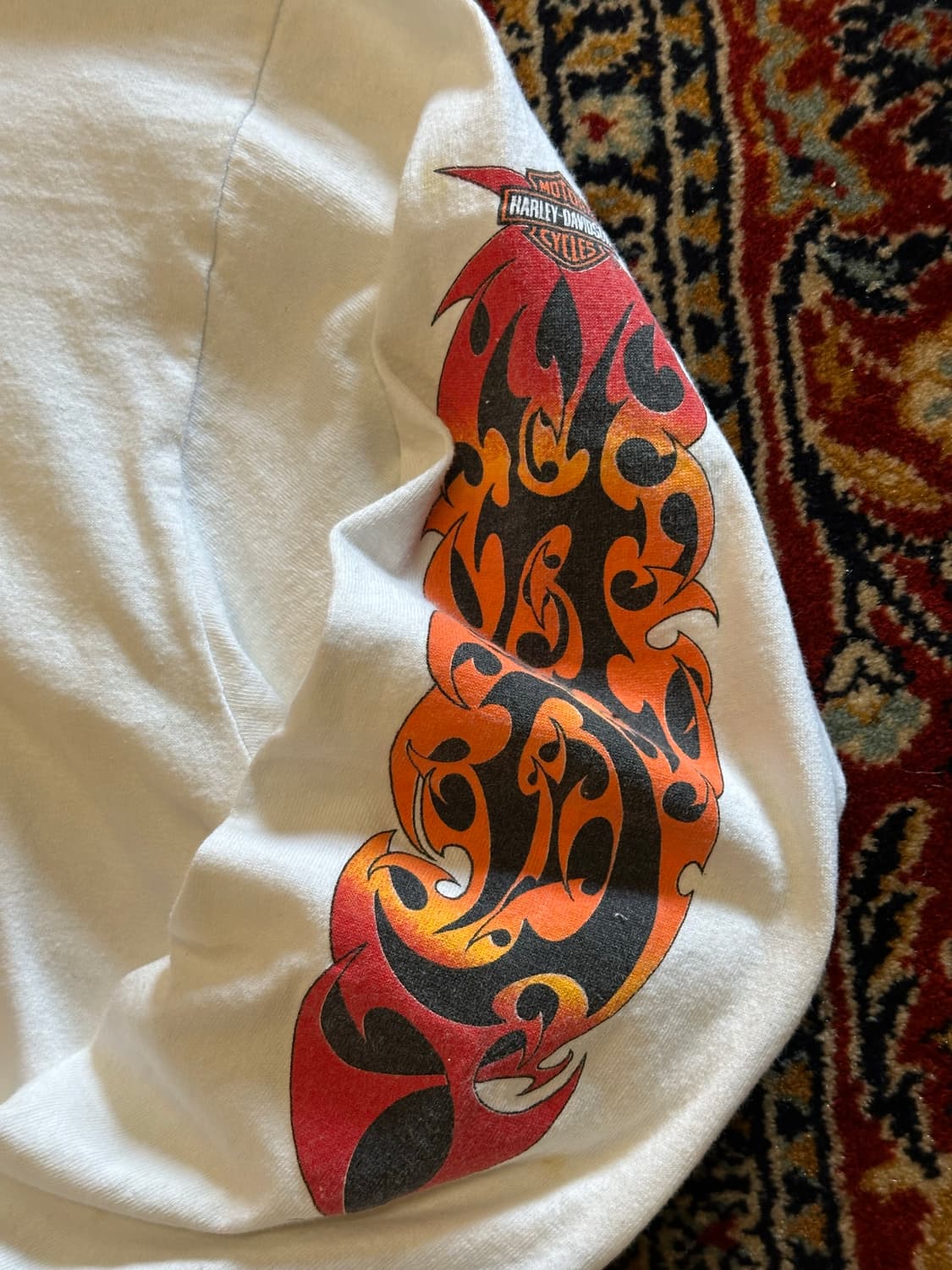 80s 할리데이비슨 "Fire Sleeve" Mock Neck - XL 상품이미지4