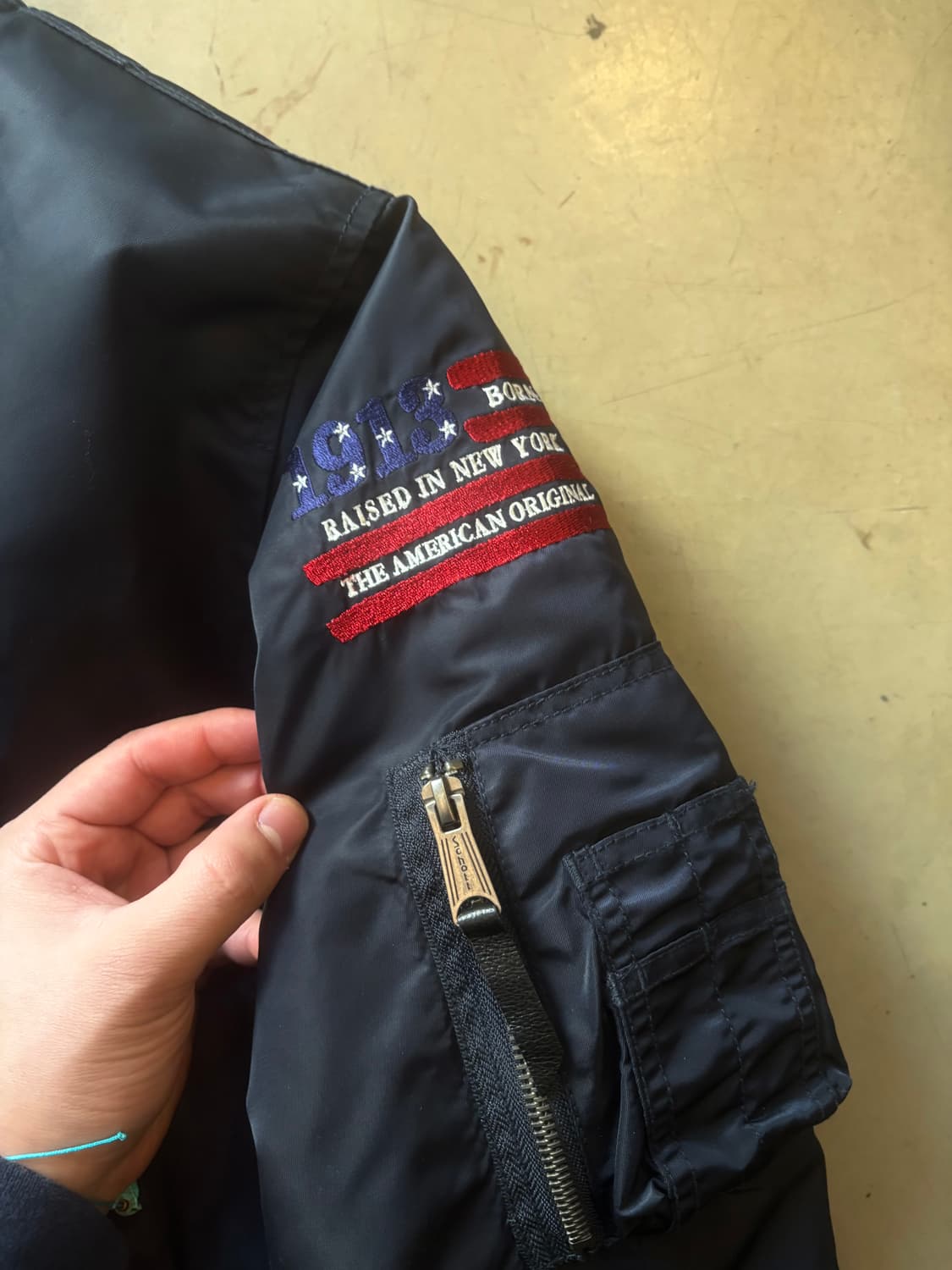 쇼트 성조기 자수 봄버 자켓 상품이미지3