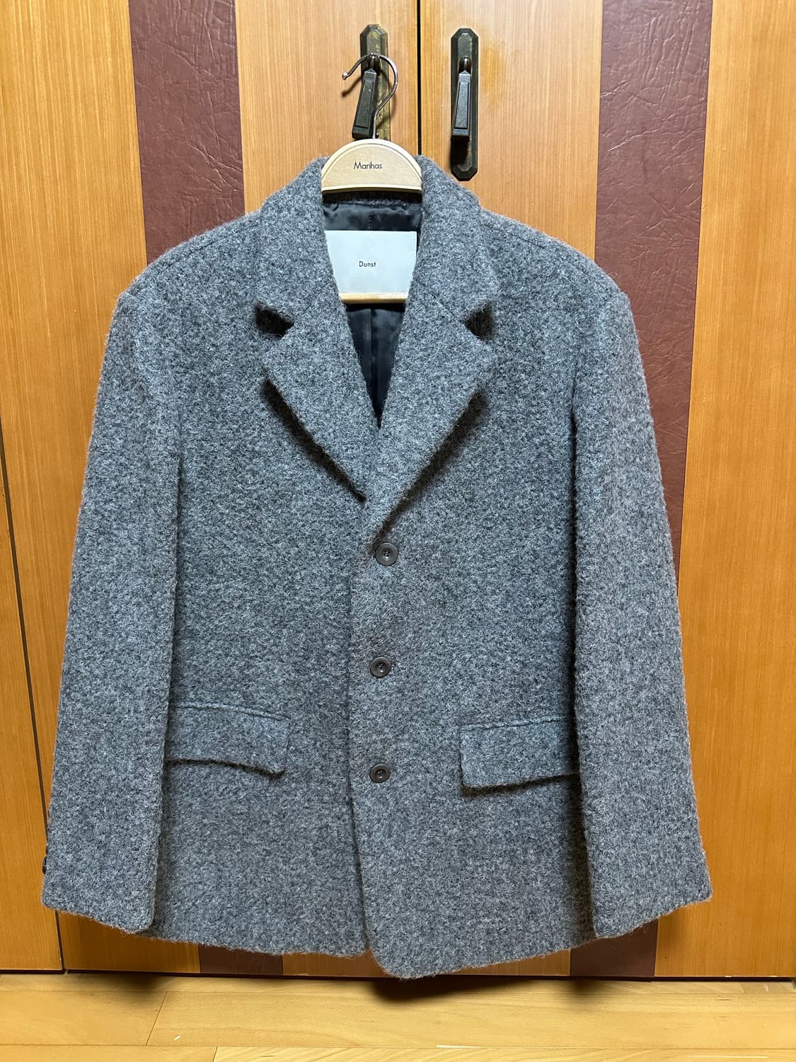 던스트 3버튼 부클 울 자켓 멜란지그레이 상품이미지2