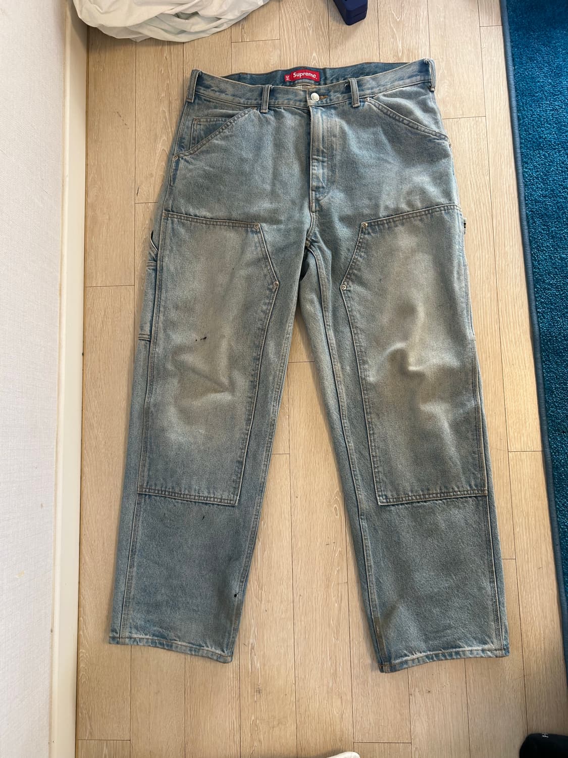 34) 슈프림 더블 니 페인터 팬츠 워시드 블루 - 23SS 상품이미지2