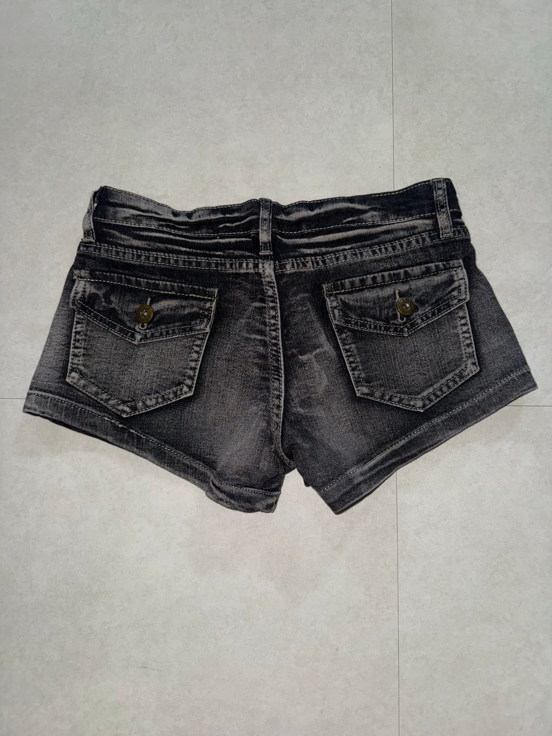 블랙 데님 숏팬츠 로우라이즈 반바지 상품이미지2