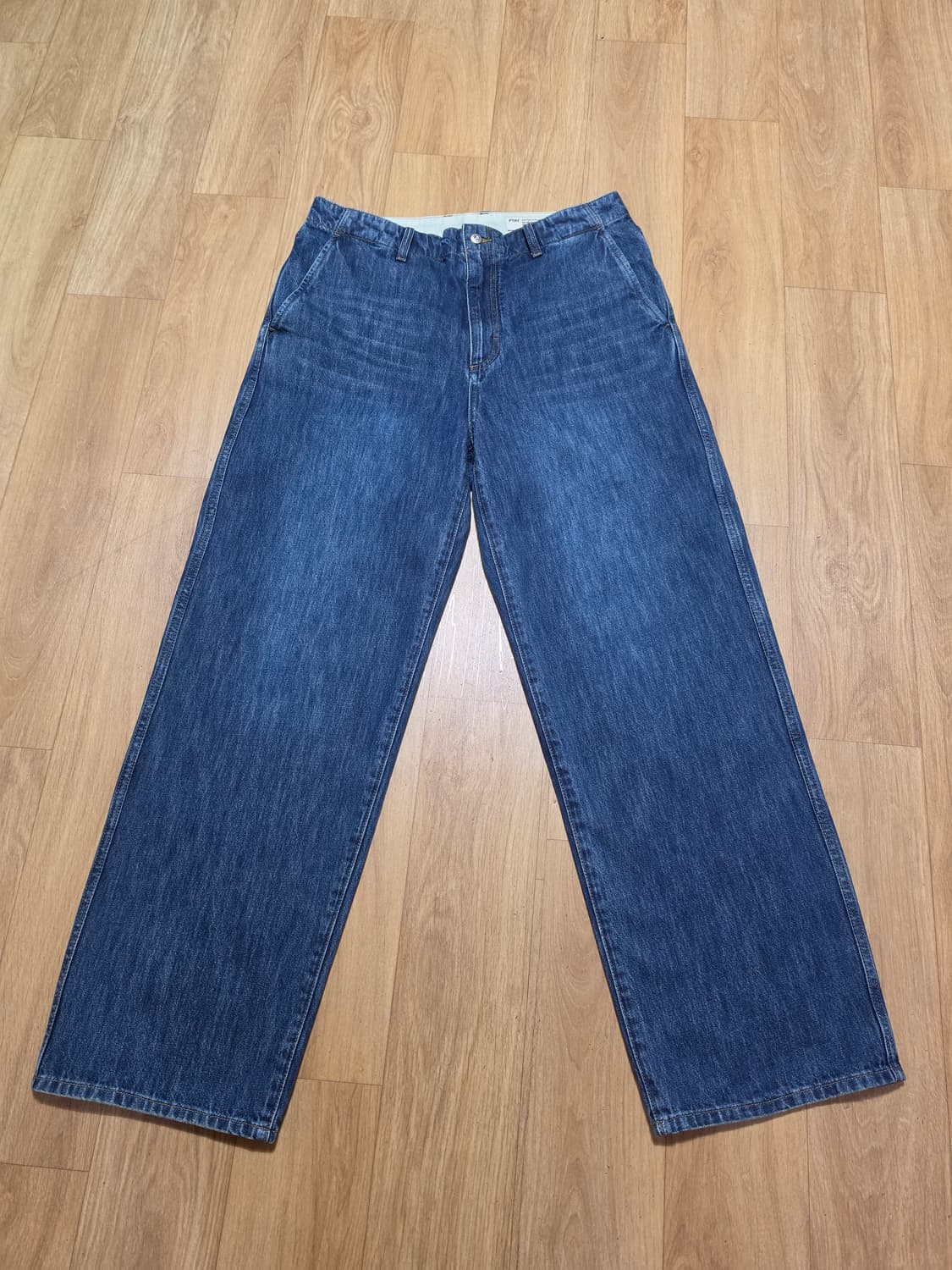 포터리 원워시드 와이드 데님 딥블루 3사이즈 팝니다 상품이미지1