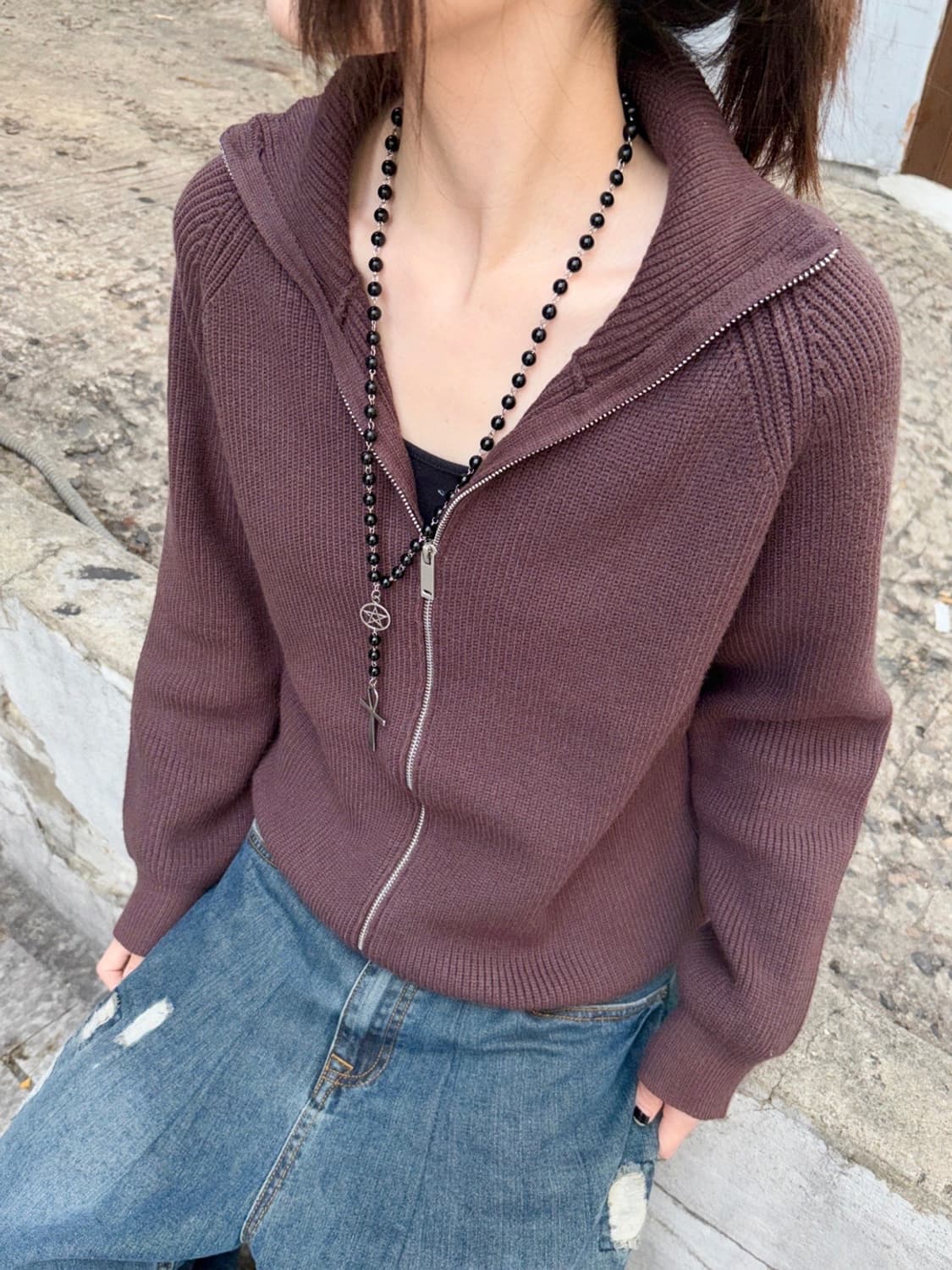 *Pre order [unisex] 코지무드 하이넥 투웨이 니트집업(2c 상품이미지5