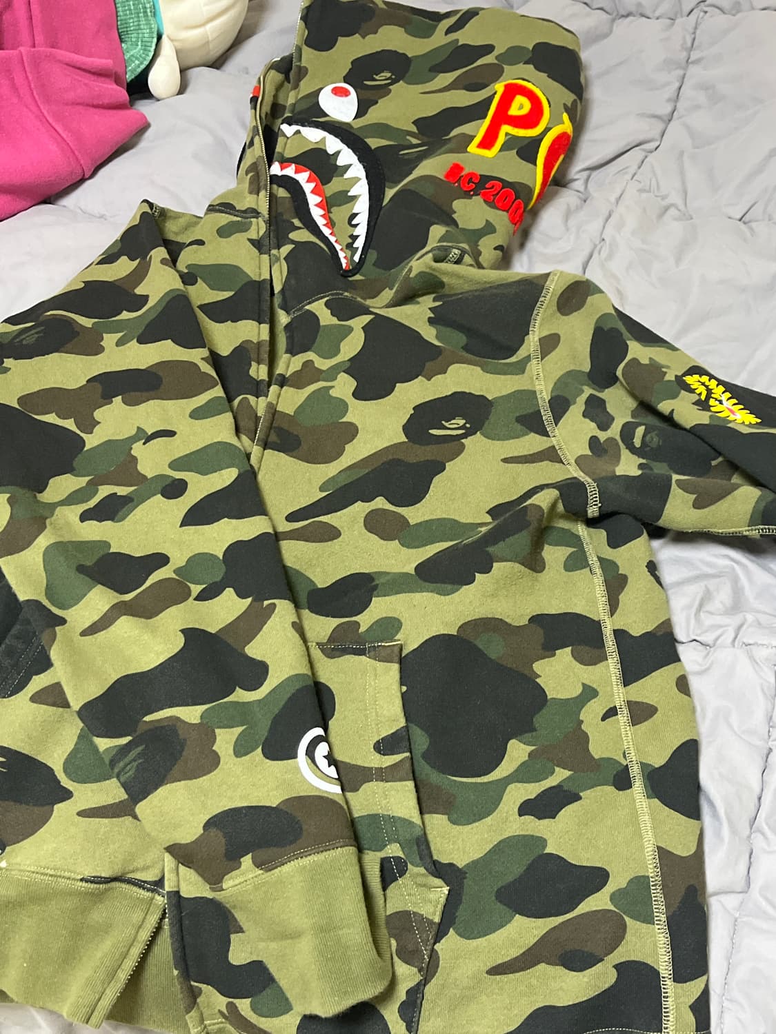 M 베이프 퍼스트 카모 샤크 풀 집 후드 아미 그린 정품 상품이미지3