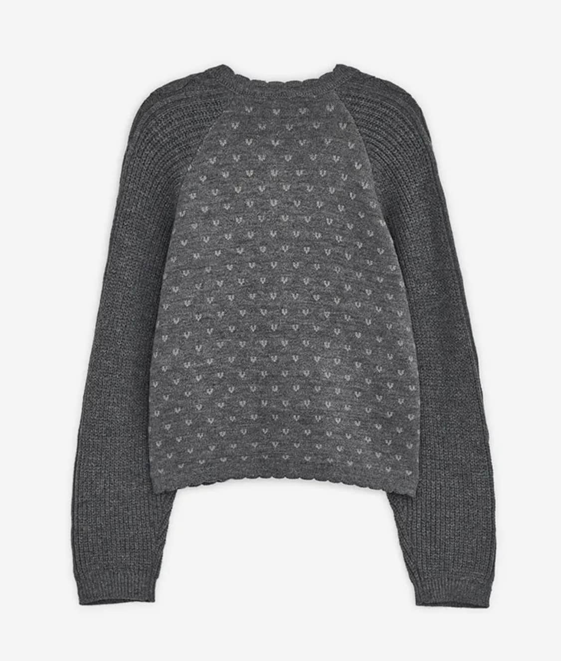 허그유어스킨 빈티지 러플 니트 가디건 그레이 상품이미지2