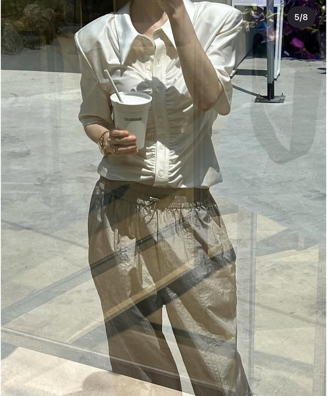 드래곤블루스 셔링 이펙트 저지 블라우스 - 바이올렛 S 상품이미지4