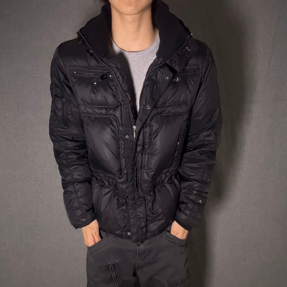 y2k 블랙 후드 패딩 점퍼 상품이미지2