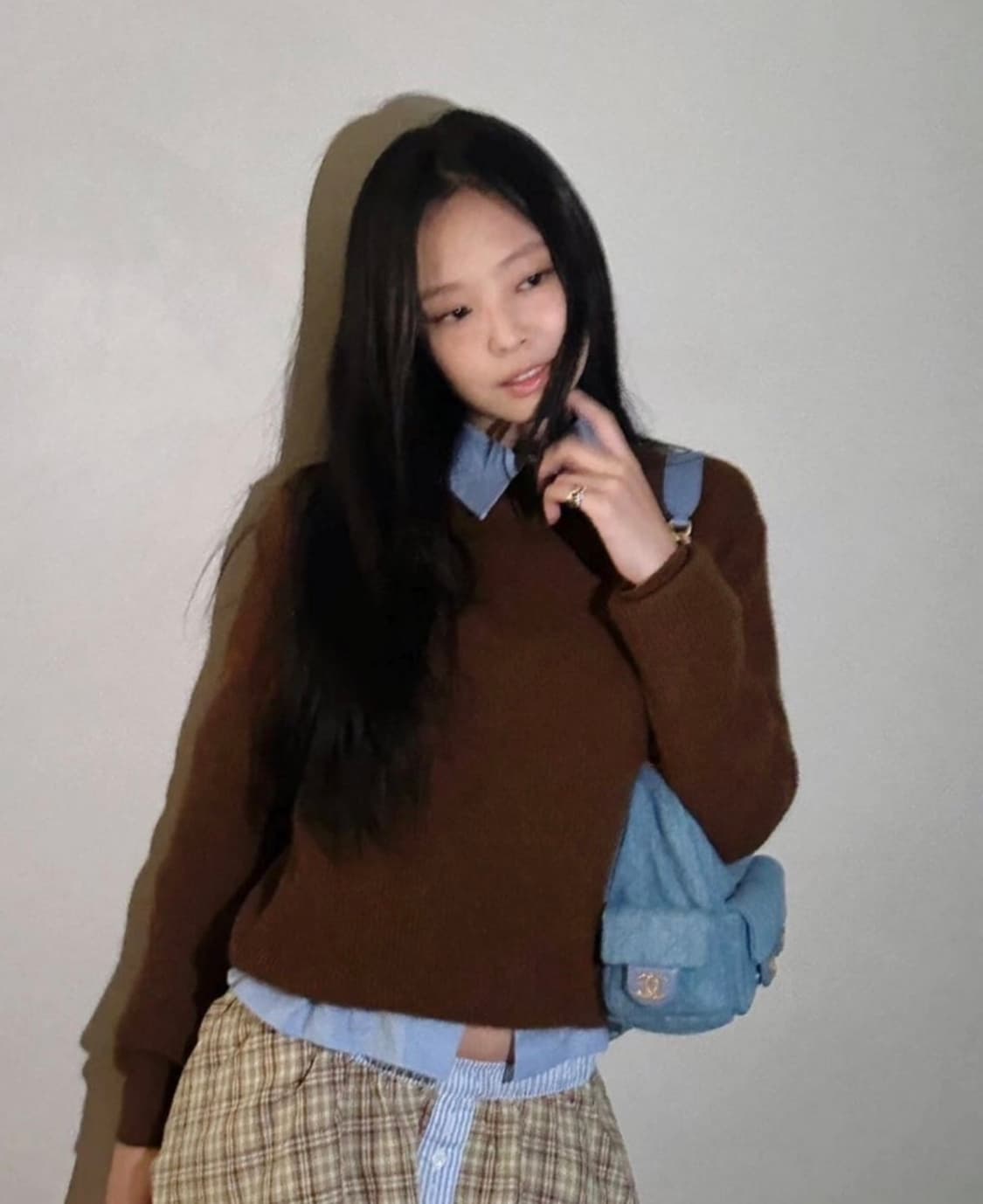 제니 제이디드 런던 브라운 체크 룰루 퍼프볼 복서 마이크로 스커트&탑 상품이미지7