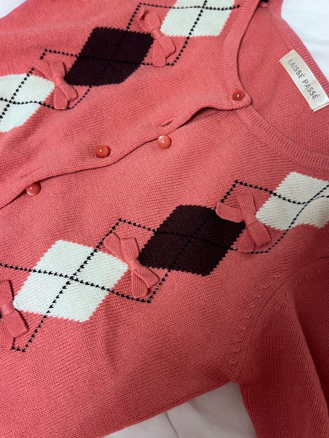 아가일 핑크 니트 분홍 빈티지  상품이미지3