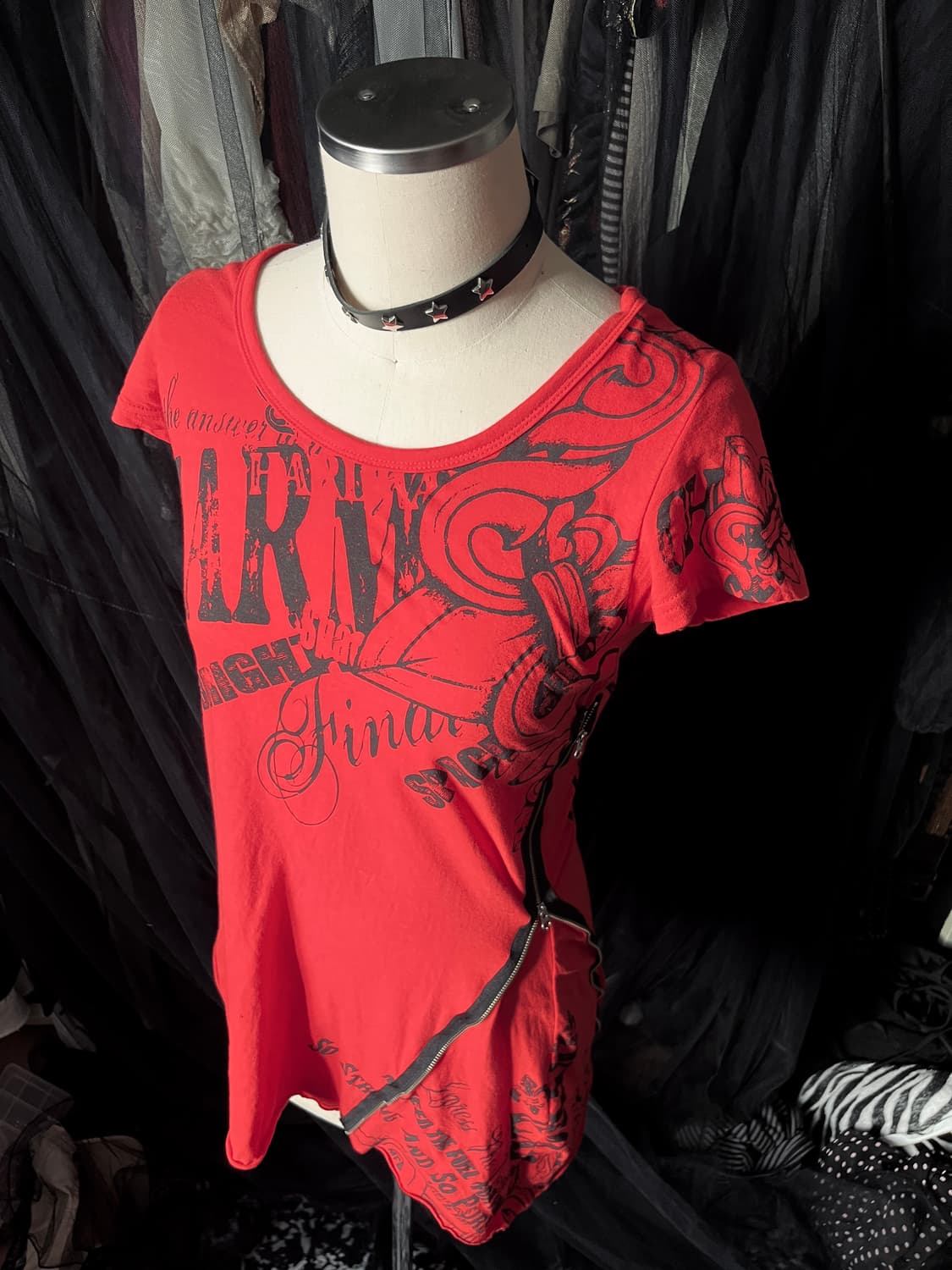 글리츠 Glitz 지퍼 디테일 펑크 반팔 티 상품이미지3